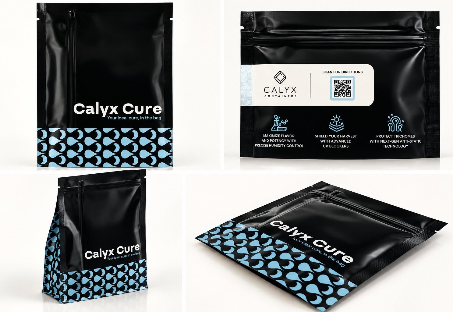 Calyx Home Cure 1/4 oz stand-up cannabis curing pouch