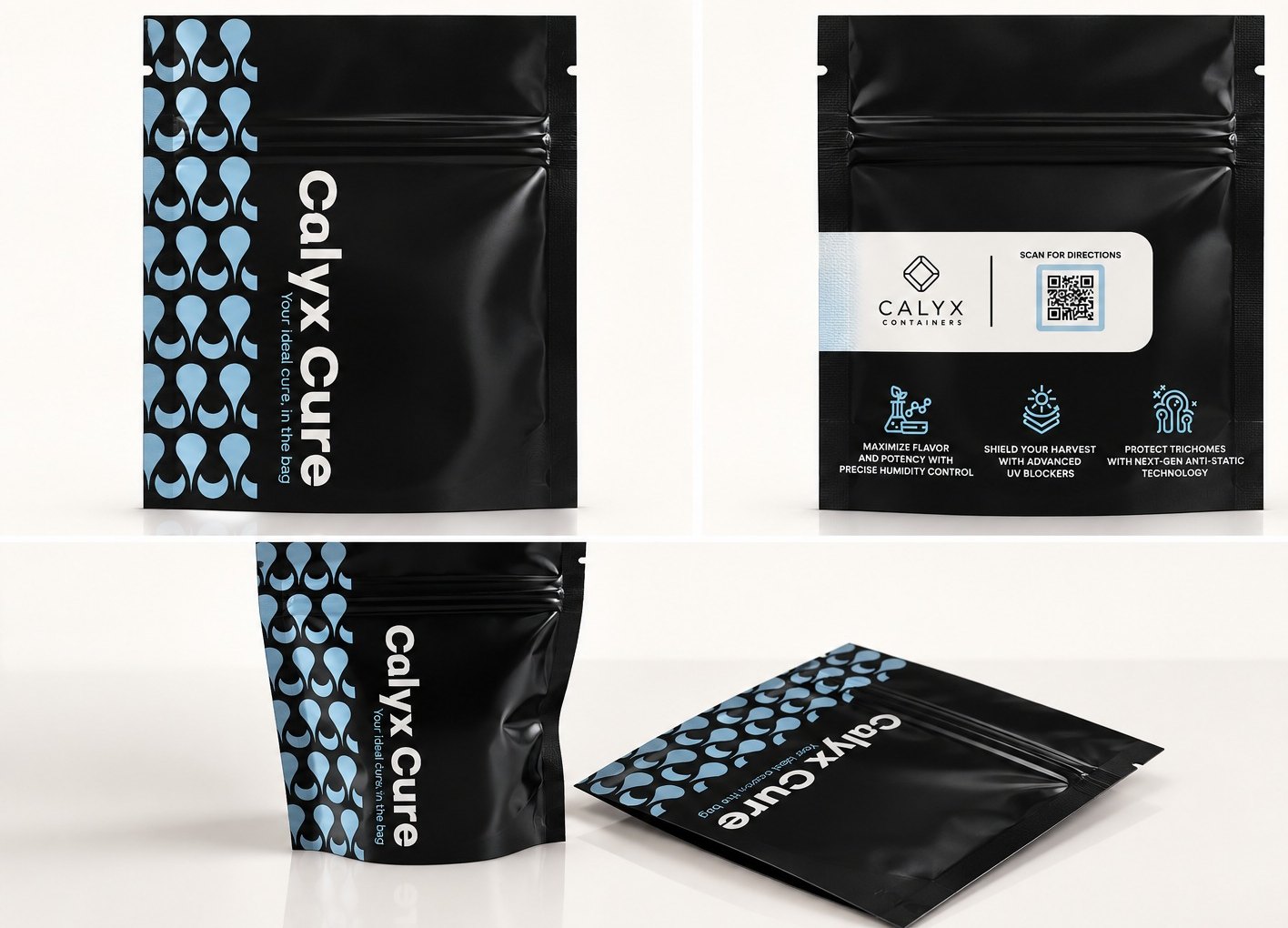 Calyx Home Cure 1/8 oz stand-up cannabis curing pouch