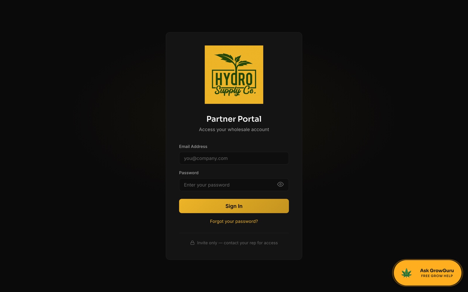HSCo Partner Portal login — your customers order at the price you approved