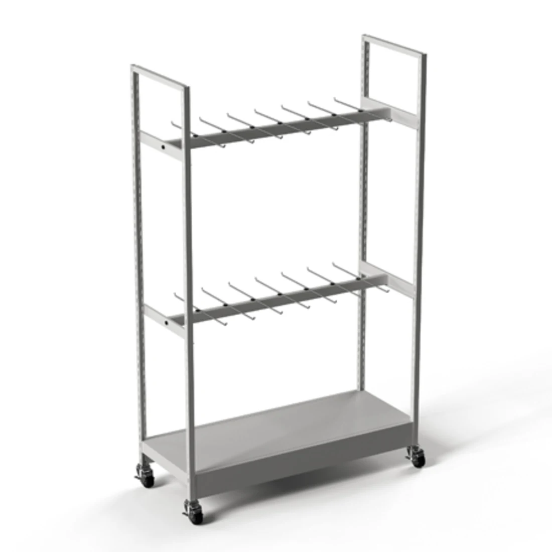Two-tier mobile dry rack with hooks