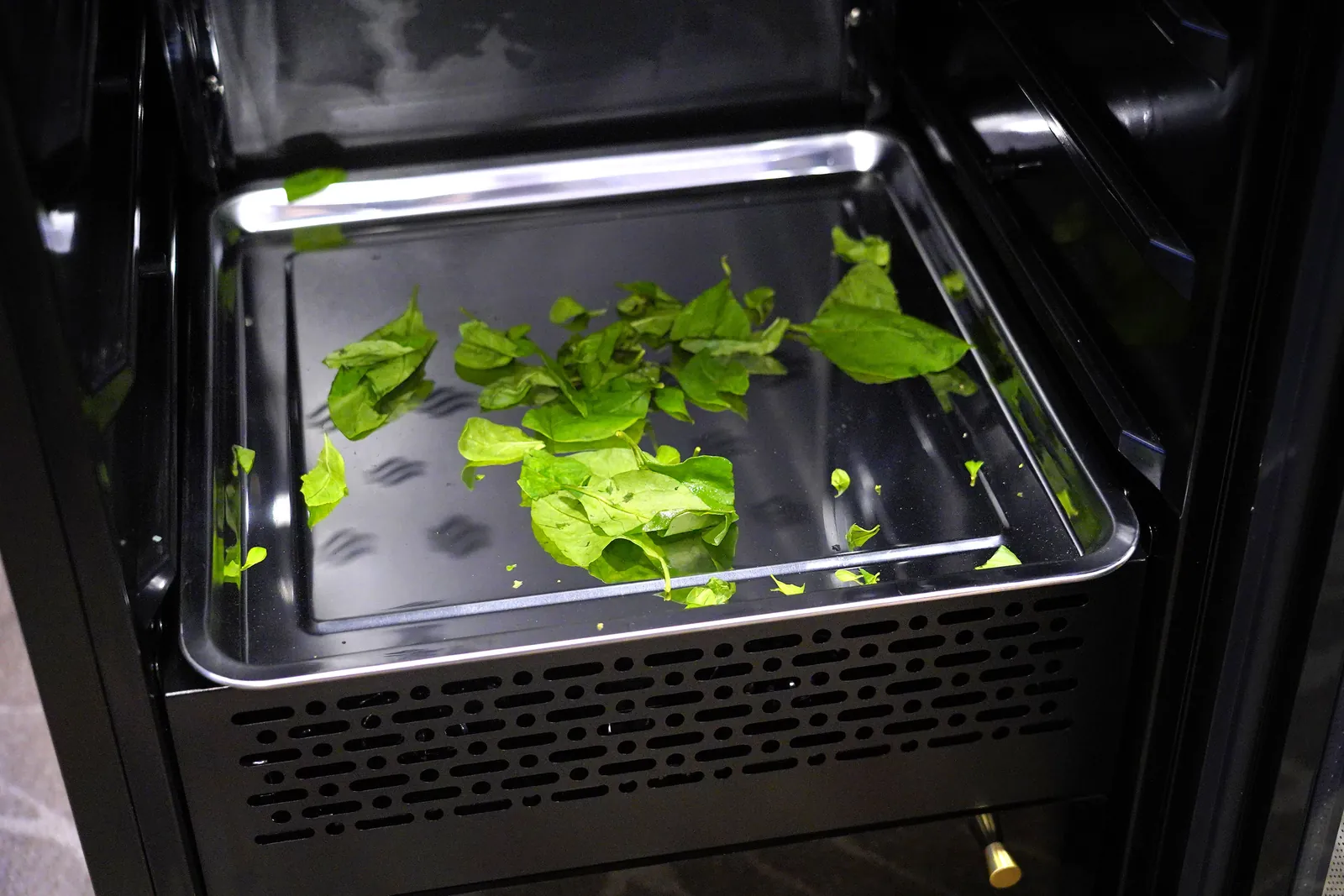 Drip tray inside the cabinet
