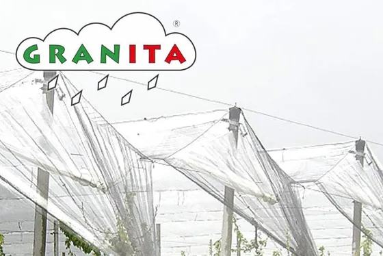 GRANITA anti-hail netting over an orchard